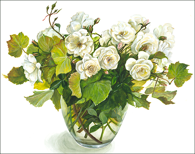 4　白いバラの花束