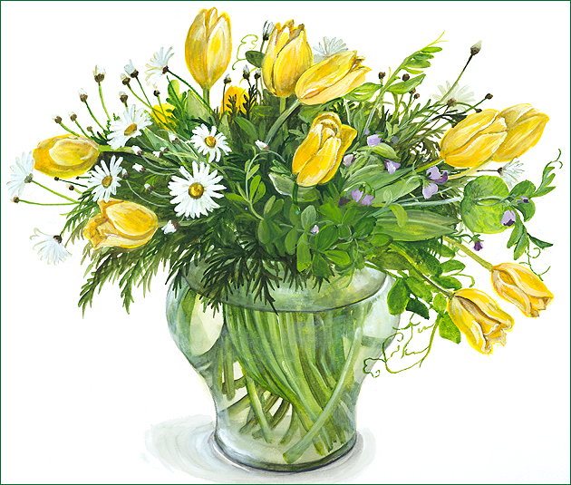 7　黄色いチューリップと春の花