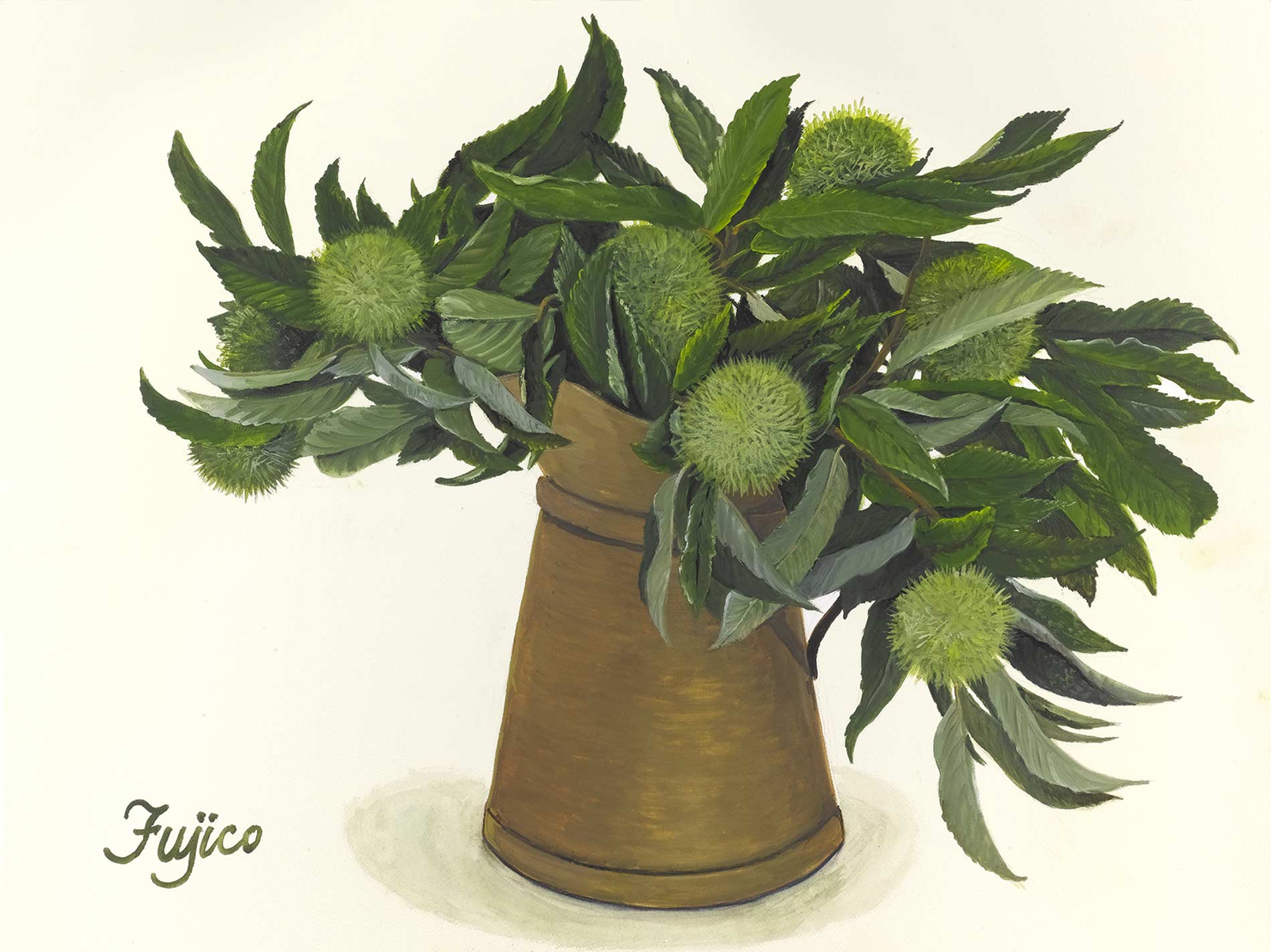 橋本不二子 水彩画 絵画 額縁入り 45cm×45cm 橋本不二子 水彩